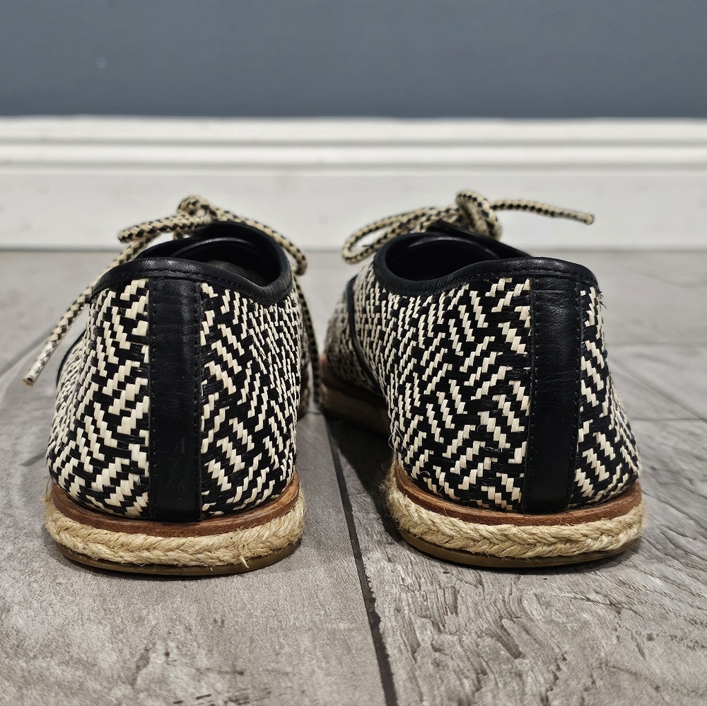 LOEFFLER RANDALL Kayla Black Woven Mesh Lace Up Espadrille Loafers 9M - Picture 7 of 8